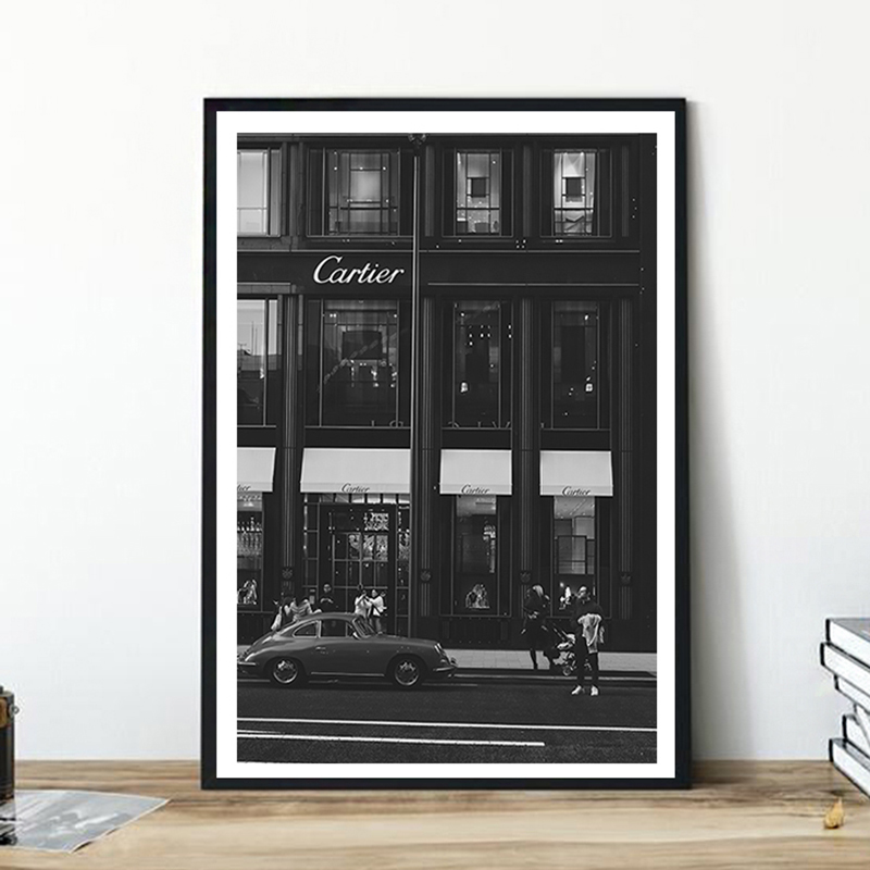 Vintage Vogue Fashion Poster - ยุโรป Street ภาพวาดผ้าใบแฟชั่นสีดําสีขาว Vintage ภาพโปสเตอร์และพิมพ์ภาพผนังสําหรับห้องนั่งเล่นตกแต่งบ้าน