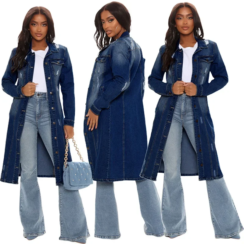 Patchwork Jean Jacket - ผ้าฝ้าย DENIM เสื้อผู้หญิงฤดูใบไม้ผลิฤดูใบไม้ร่วง Ropa เสื้อสเวตเตอร์ถักกางเกงยีนส์ยาว Gothic