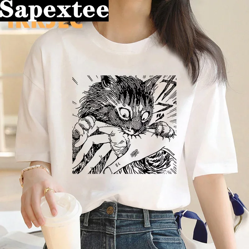 Tie Dye Shirt Vintage - Junji Ito เสื้อยืดผู้หญิง HARAJUKU Kawaii ความงาม