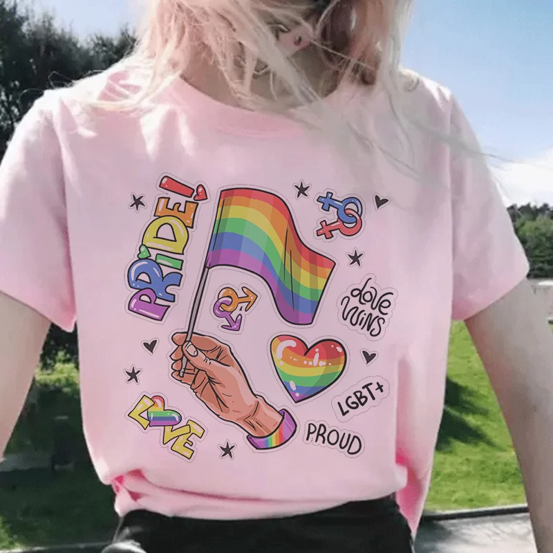 Vintage Fashion Vogue - เสื้อยืดผู้หญิง LGBT ความงามเสื้อยืดผู้หญิง2024แฟชั่นฮาราจูกุสีชมพูโอเวอร์ไซส์รักความภาคภูมิใจฤดูร้อนเสื้อยืดผู้หญิงสีรุ้งสไตล์วินเทจ