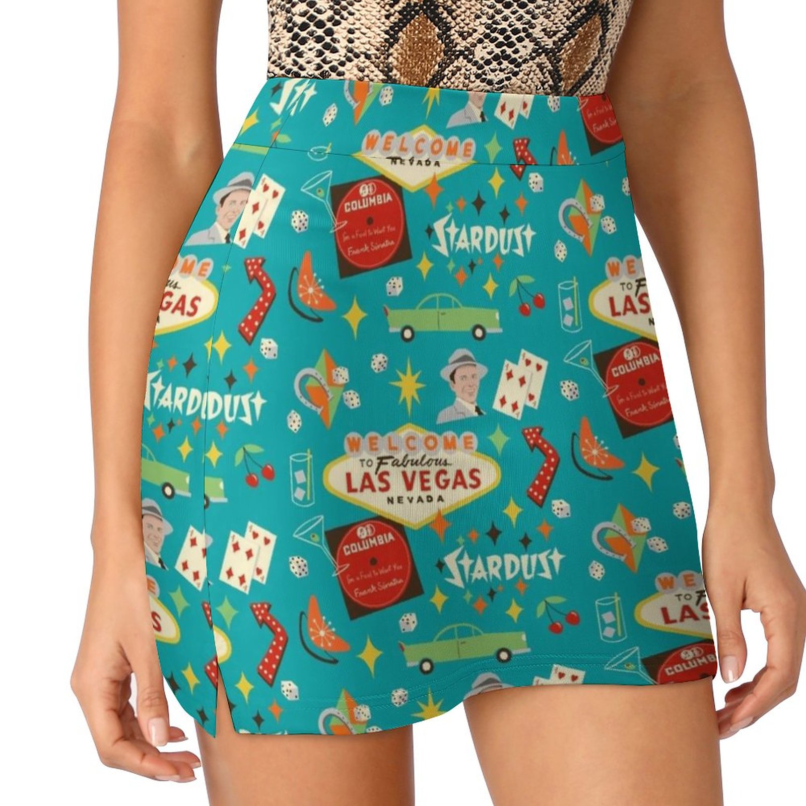 Vintage Vegas Fashion - วินเทจลาสเวกัสเกาหลีแฟชั่นกระโปรงกระโปรงฤดูร้อนสําหรับผู้หญิงแสงหลักฐานกางเกงกระโปรงคาดิลแลคเล่นลูกเต๋าลาสเวกัสย้อนยุค