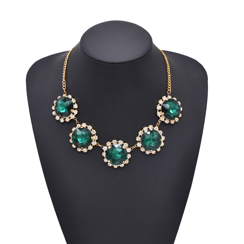 Vintage Fashion Vogue - ผู้หญิง Vintage Diamond Inlay สร้อยคออัญมณีอาวุโส Gorgeous