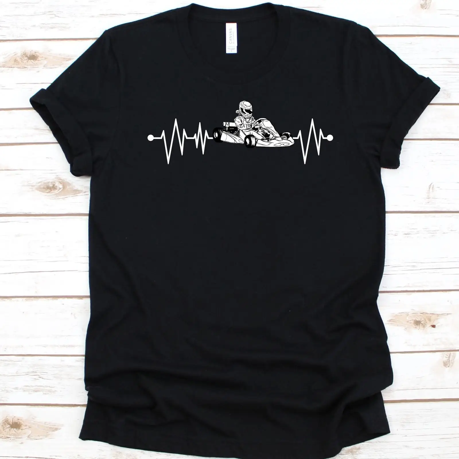 Vintage Fashion Enthusiasts - เสื้อยืดลาย Go Kart Racing Heartbeat สำหรับนักแข่งรถโกคาร์ท