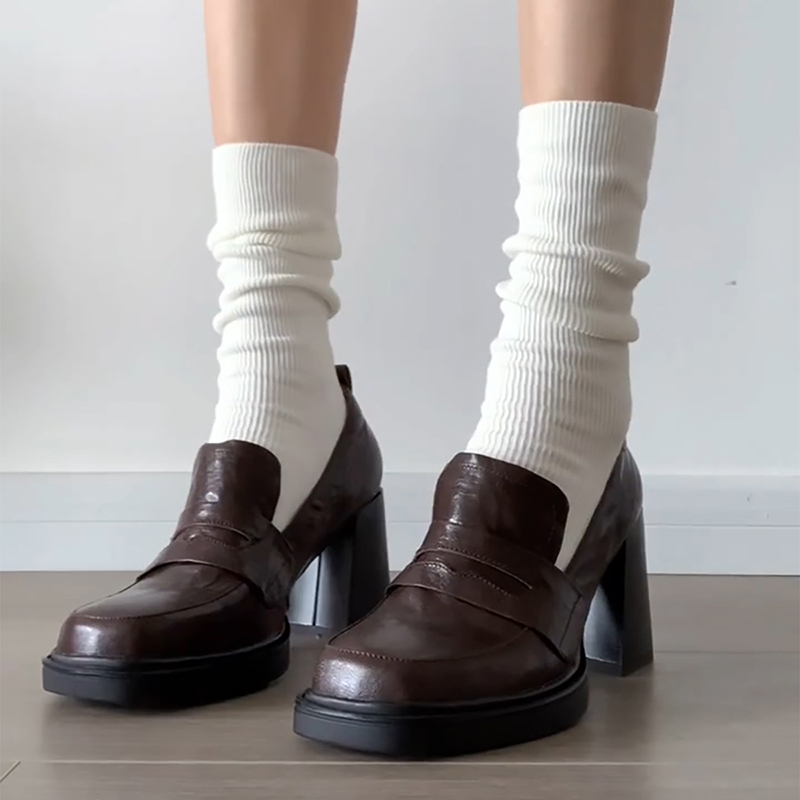 Vintage Fashion Female - สไตล์วิทยาลัยผู้หญิงรองเท้า Loafer แฟชั่นตื้น SLIP บน VINTAGE
