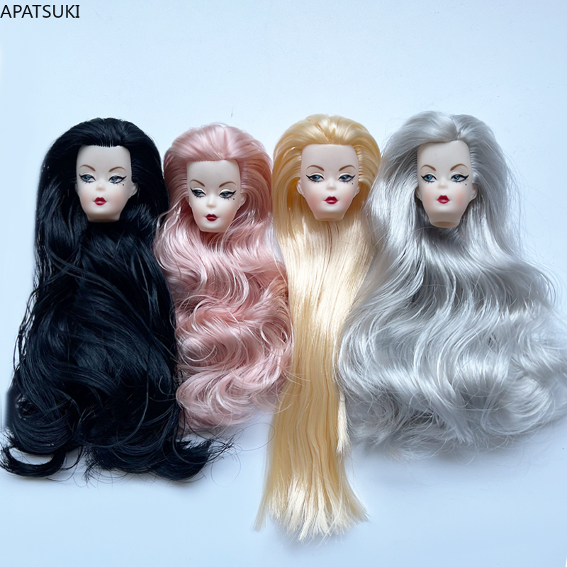 Vintage Fashion Female - หัวตุ๊กตาผมหยิกสีฟ้า สำหรับตุ๊กตาขนาด 11.5 นิ้ว แบบวินเทจ หน้าตุ๊กตา