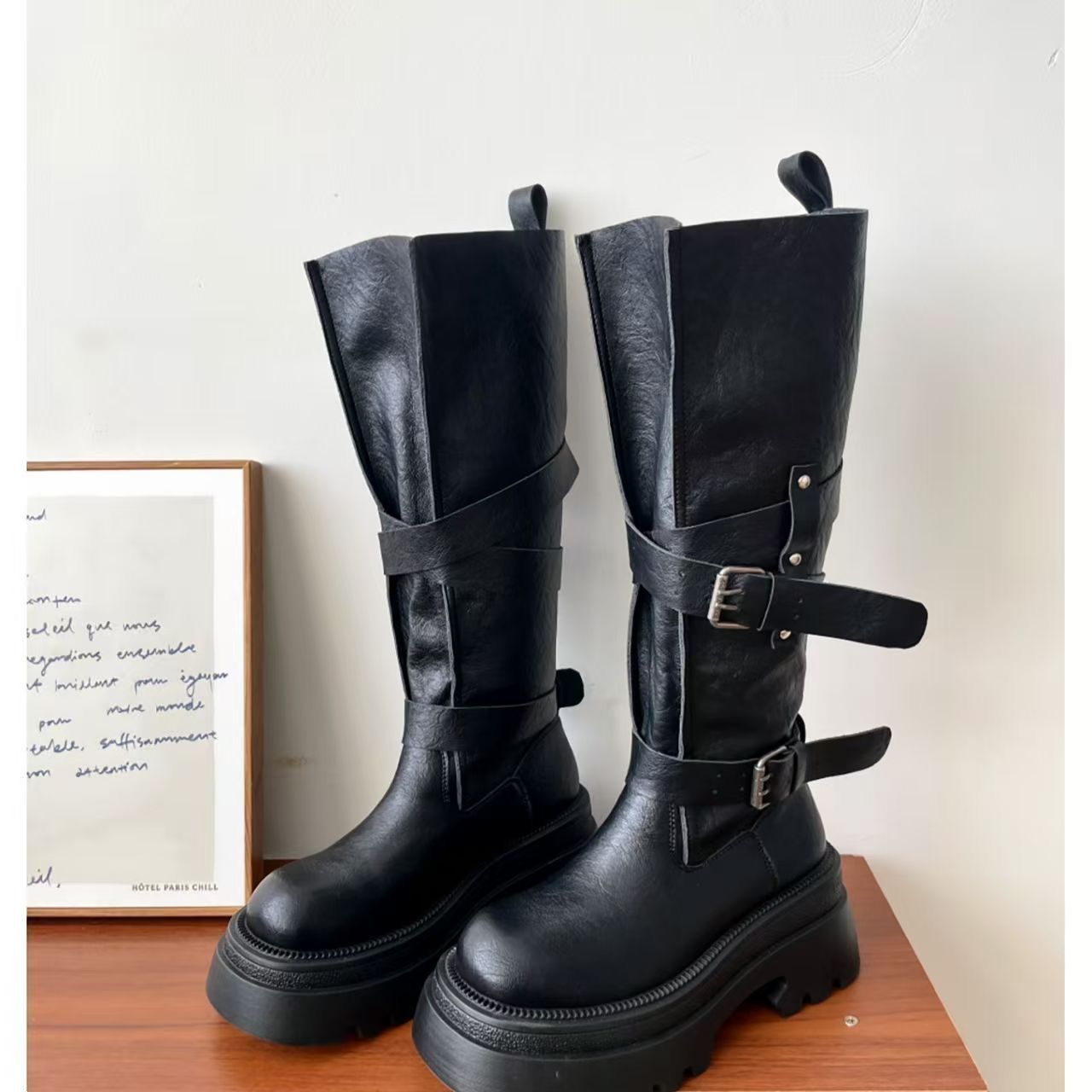 รองเท้าบูทสูงถึงเข่าสำหรับผู้ห - Vintage Fashion Female บทวิจารณ์และราคา