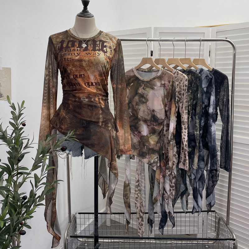 เสื้อยืดตาข่าย ISAROSE Y2K สำห - Tie Dye Shirt Vintage บทวิจารณ์และราคา