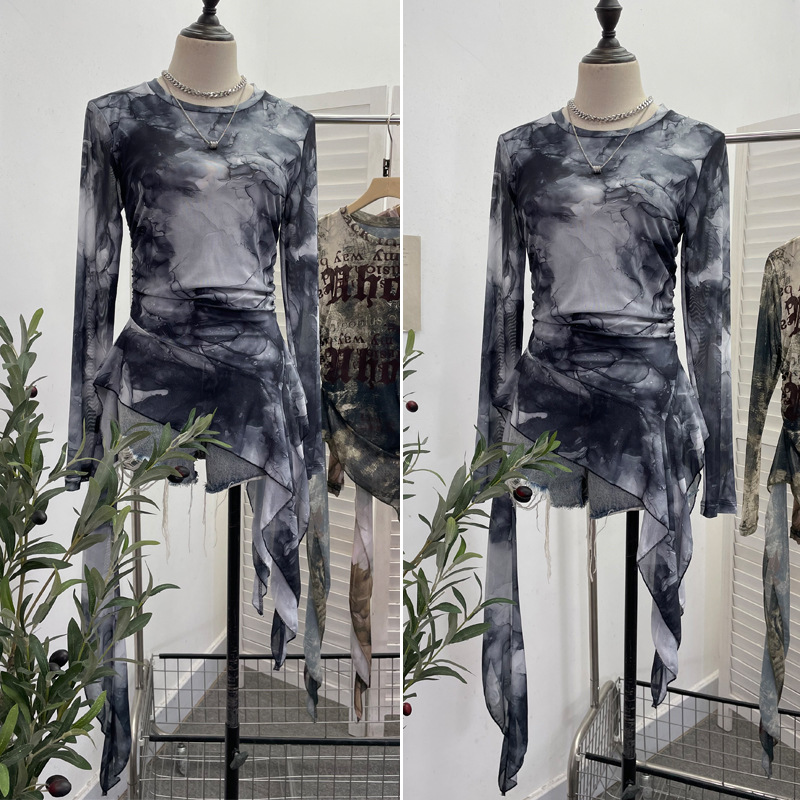 เสื้อยืดตาข่าย ISAROSE Y2K สำห - Tie Dye Shirt Vintage บทวิจารณ์และราคา