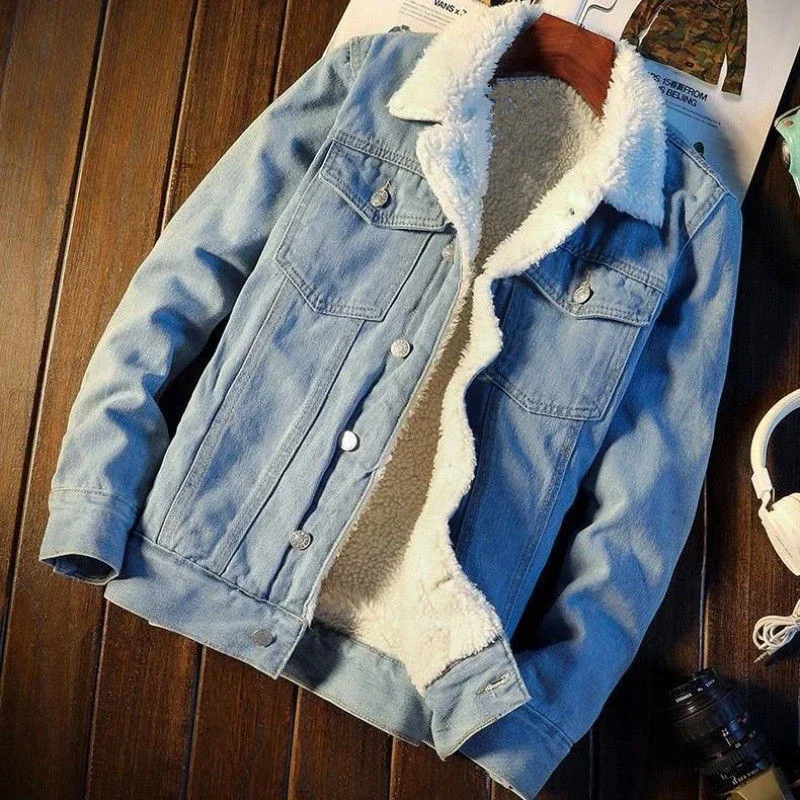 แจ็คเก็ตยีนส์ผู้ชาย Padding กั - Patchwork Jean Jacket บทวิจารณ์และราคา