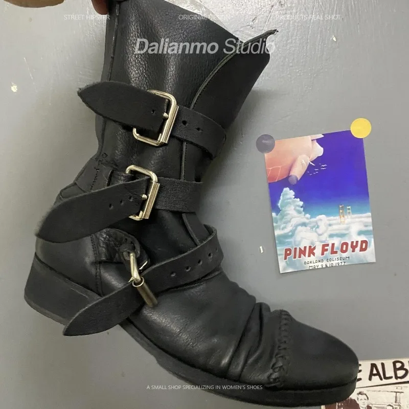 รองเท้าบูทหนังแท้สไตล์วินเทจสำ - Vintage Fashion Boots บทวิจารณ์และราคา