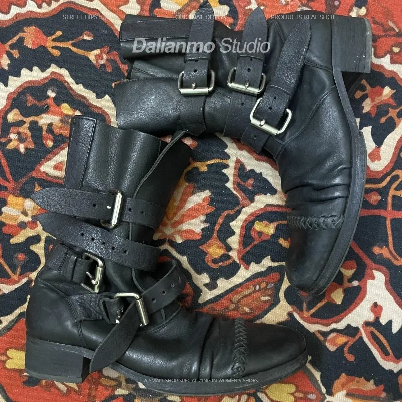 รองเท้าบูทหนังแท้สไตล์วินเทจสำ - Vintage Fashion Boots บทวิจารณ์และราคา
