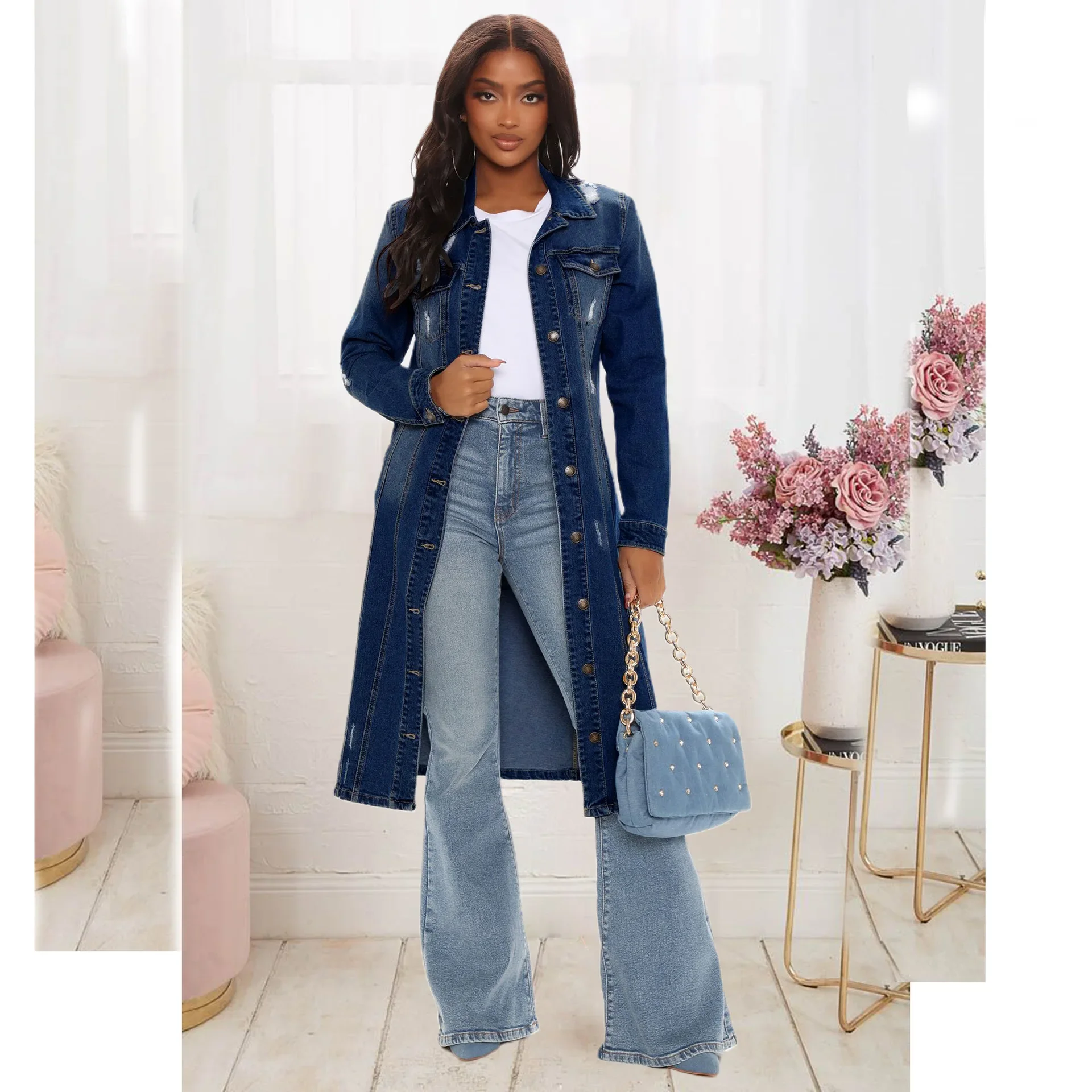 ผ้าฝ้าย DENIM เสื้อผู้หญิงฤดูใ - Patchwork Jean Jacket บทวิจารณ์และราคา