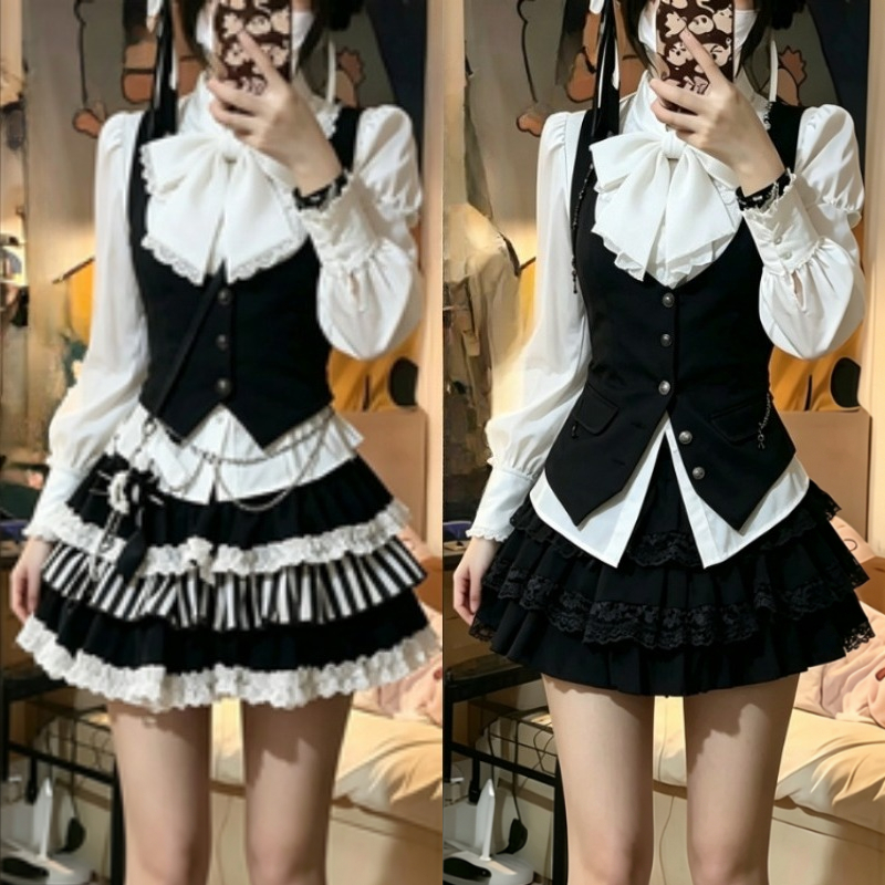 ชุดสามชิ้นสไตล์ฝรั่งเศสย้อนยุค - Vintage Fashion Retro Outfit บทวิจารณ์และราคา