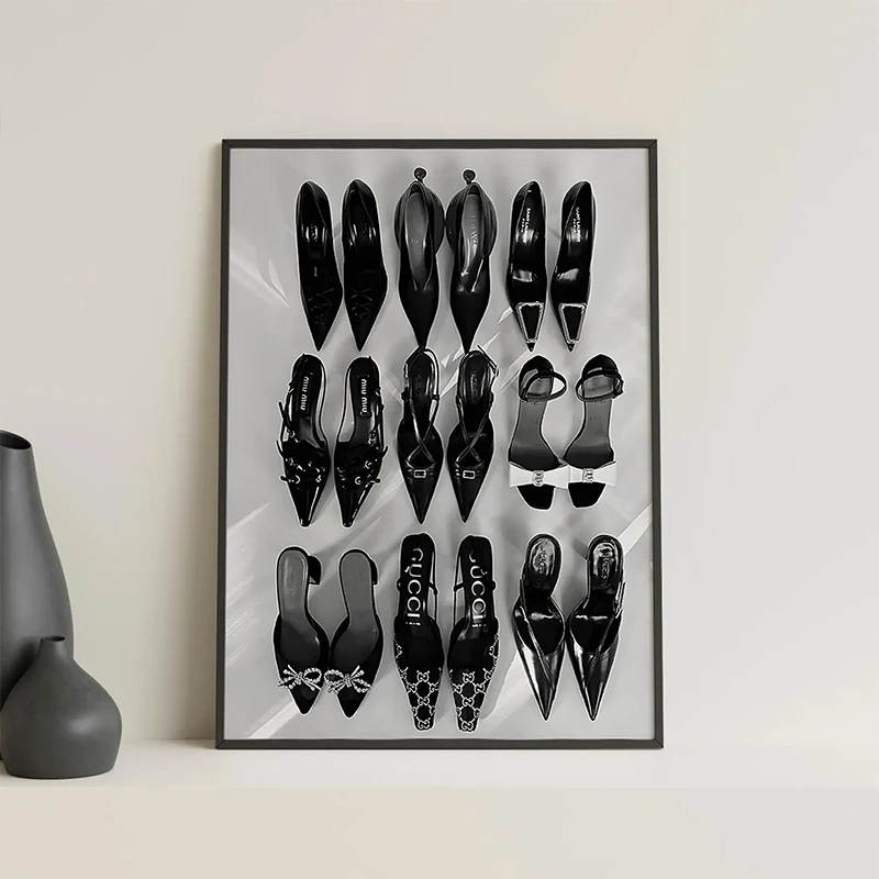 โปสเตอร์ศิลปะรองเท้าส้นสูงสีดำ - Vintage Vogue Fashion Poster บทวิจารณ์และราคา