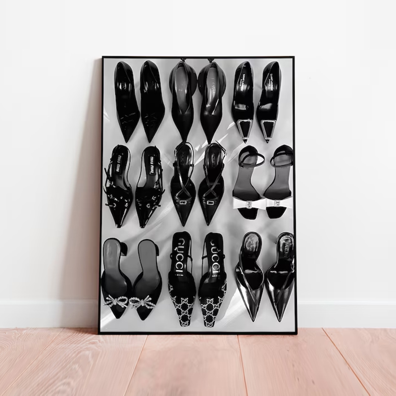 โปสเตอร์ศิลปะรองเท้าส้นสูงสีดำ - Vintage Vogue Fashion Poster บทวิจารณ์และราคา