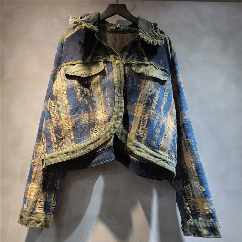 WTHTแฟชั่นผู้หญิงไม่สม่ําเสมอP - Patchwork Jean Jacket บทวิจารณ์และราคา