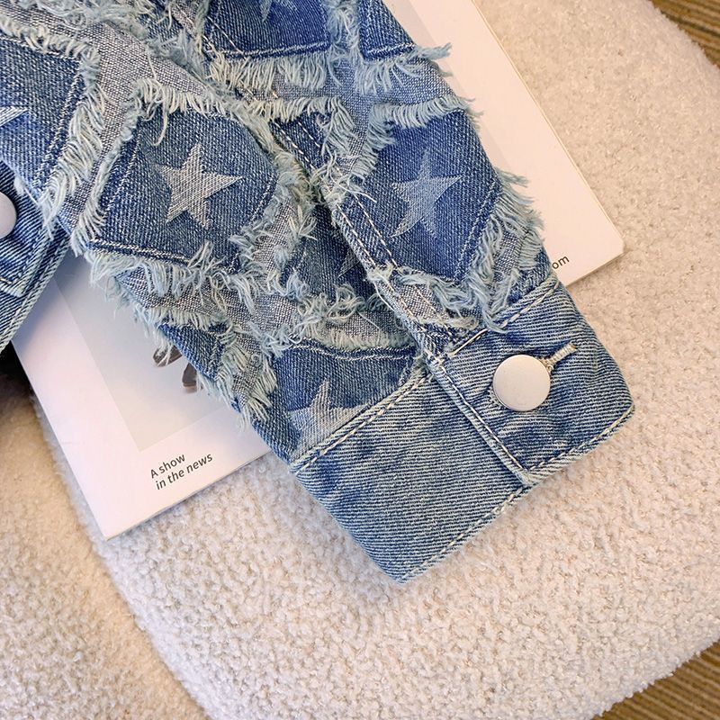 เสื้อโค้ทผู้หญิง เสื้อแจ็คเก็ต - Patchwork Jean Jacket บทวิจารณ์และราคา
