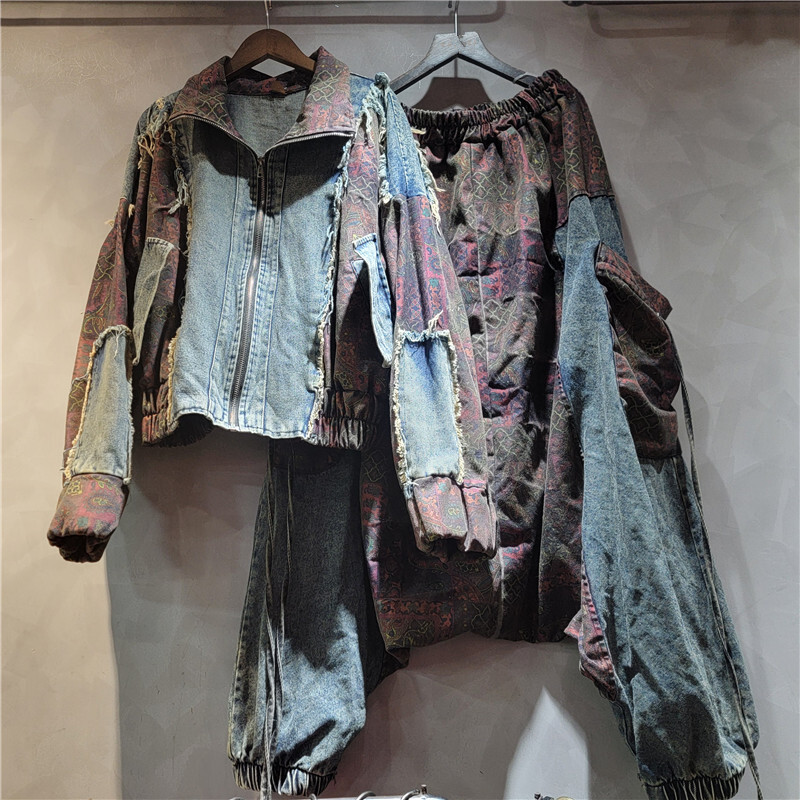 ชุดยีนส์ผู้หญิงสไตล์วินเทจทันส - Patchwork Jean Jacket บทวิจารณ์และราคา