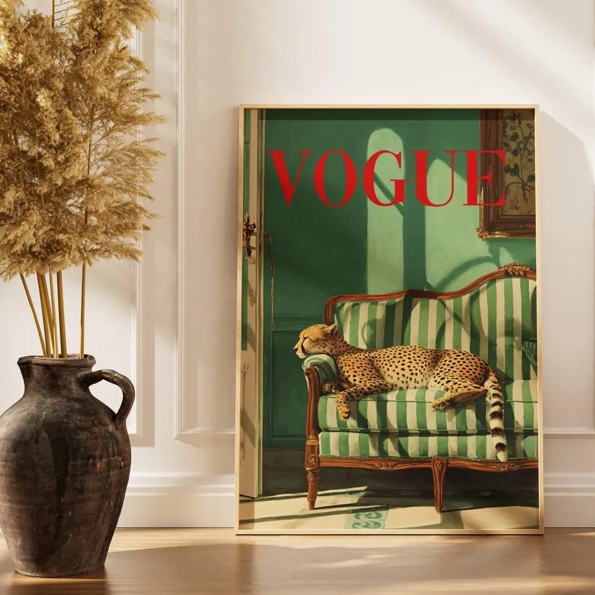 ภาพศิลปะติดผนังลายสัตว์สไตล์วิ - Vintage Vogue Fashion Poster บทวิจารณ์และราคา