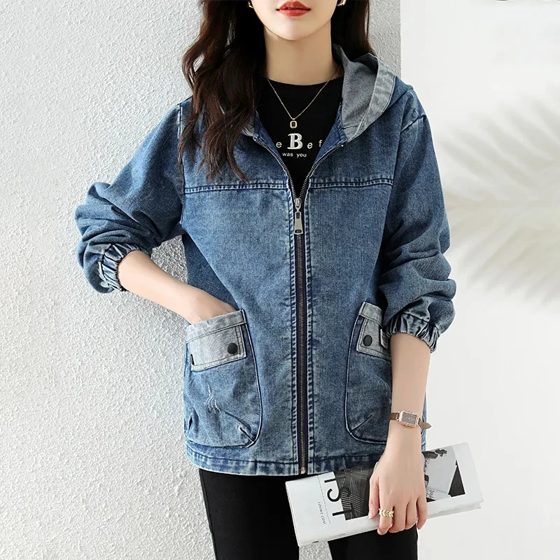 ใหม่ Splicing Zipper หญิงเสื้อ - Patchwork Jean Jacket บทวิจารณ์และราคา