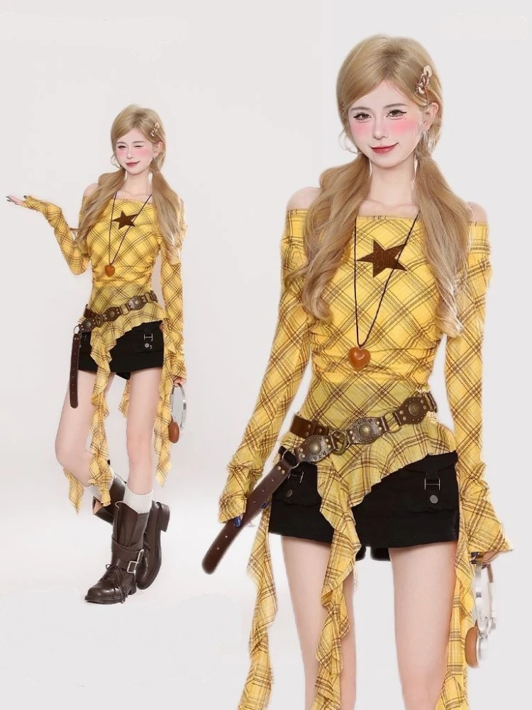 เสื้อยืดวินเทจลายสก๊อต Y2K สำห - Vintage Fashion Aesthetic บทวิจารณ์และราคา