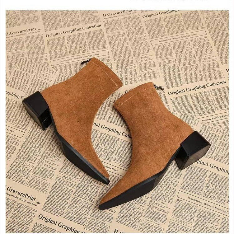 รองเท้าบูทส้นเตี้ยผู้หญิงสไตล์ - Vintage Fashion Female บทวิจารณ์และราคา