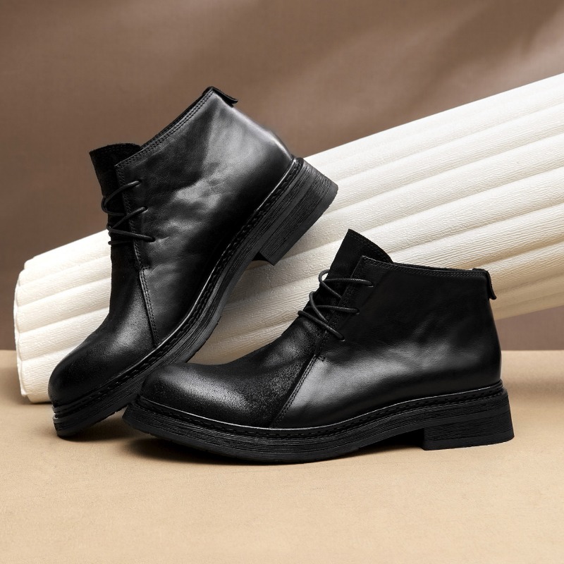 รองเท้าบูทหนังแท้สไตล์วินเทจสำ - Vintage Fashion Boots บทวิจารณ์และราคา