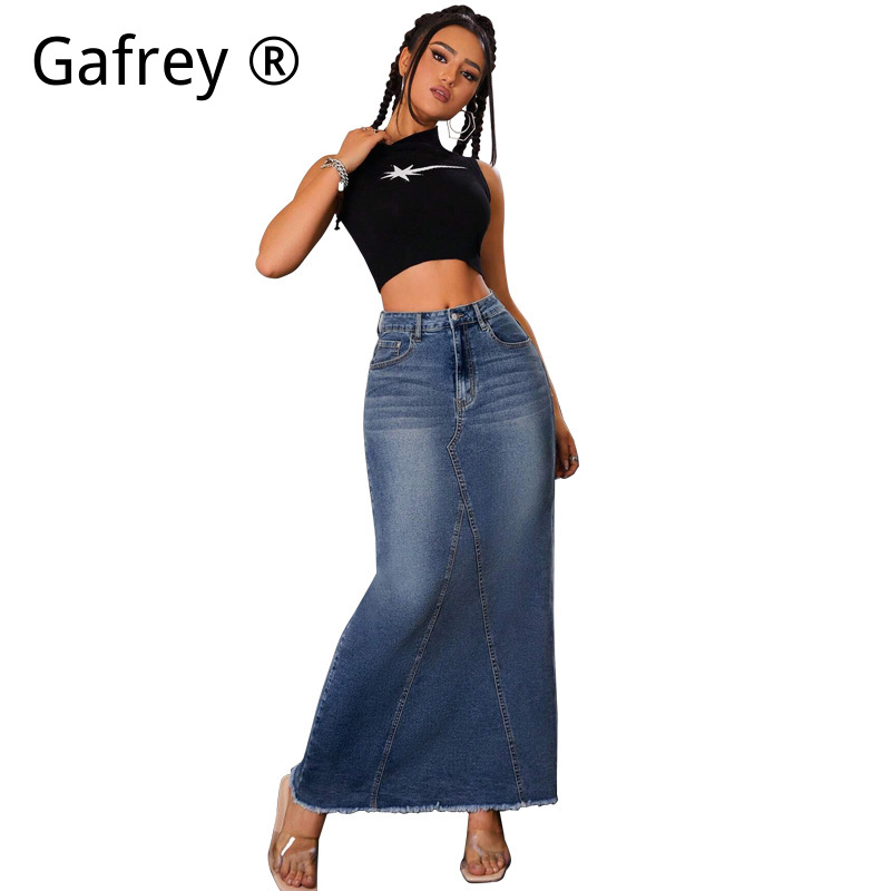 กระโปรงยีนส์ทรงเอ midi เอวสูง  - Vintage Fashion Jeans บทวิจารณ์และราคา