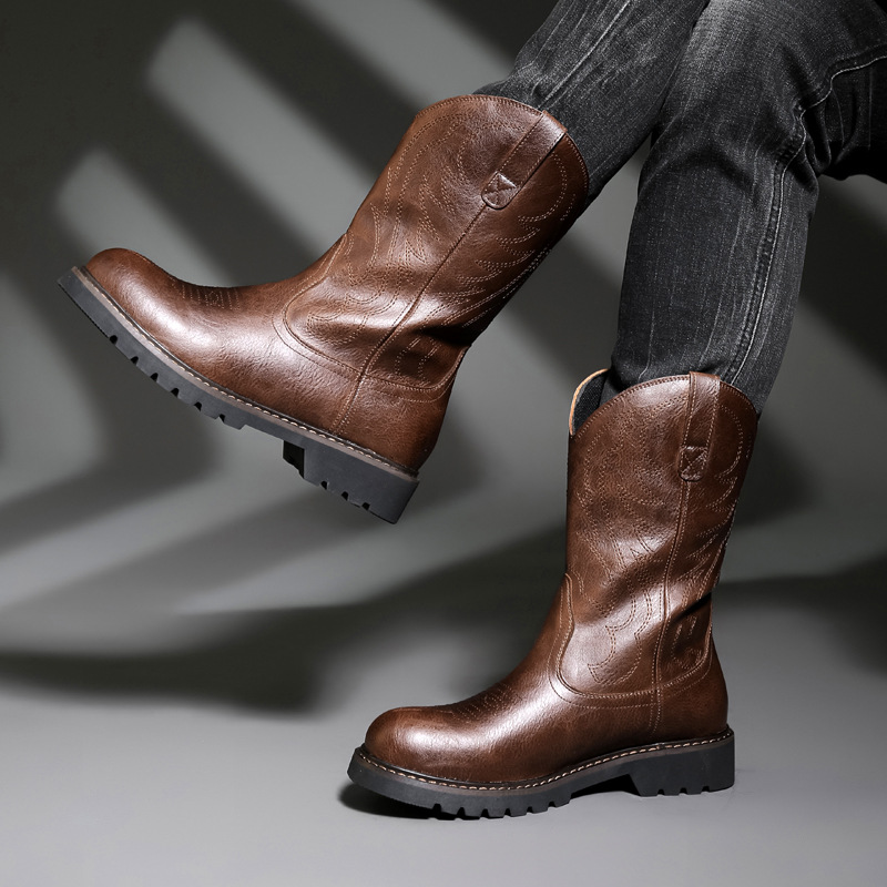 รองเท้าบูทคาวบอยผู้ชายแฟชั่น ร - Vintage Fashion Boots บทวิจารณ์และราคา
