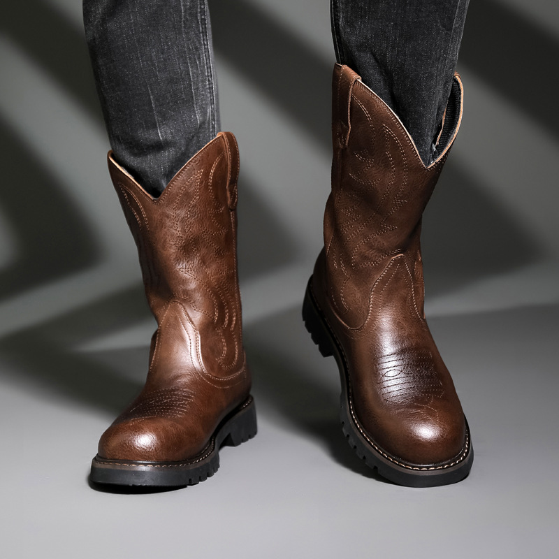 รองเท้าบูทคาวบอยผู้ชายแฟชั่น ร - Vintage Fashion Boots บทวิจารณ์และราคา