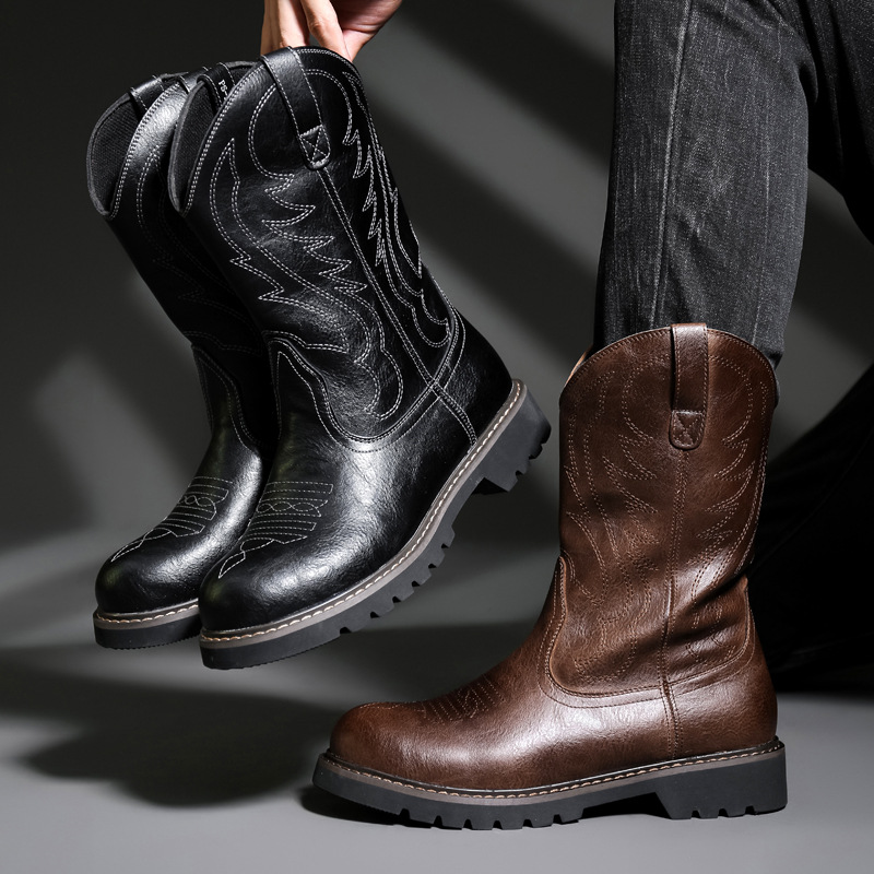 รองเท้าบูทคาวบอยผู้ชายแฟชั่น ร - Vintage Fashion Boots บทวิจารณ์และราคา