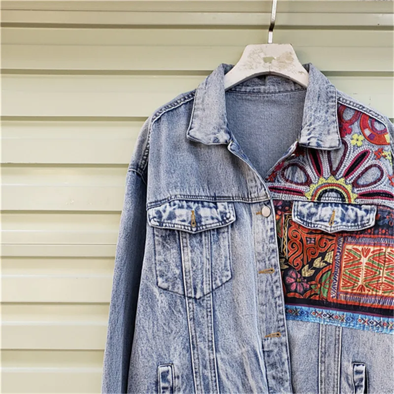 โบฮีเมียเย็บปักถักร้อย Splicin - Patchwork Jean Jacket บทวิจารณ์และราคา