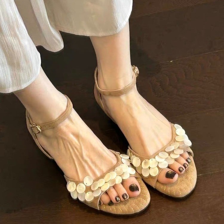 รองเท้าแตะผู้หญิงแบบสวมประดับม - Vintage Fashion Female บทวิจารณ์และราคา