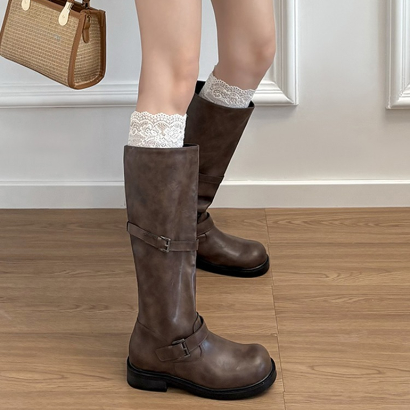 รองเท้าบูทสูงถึงเข่าแบบสวม สไต - Vintage Fashion Boots บทวิจารณ์และราคา