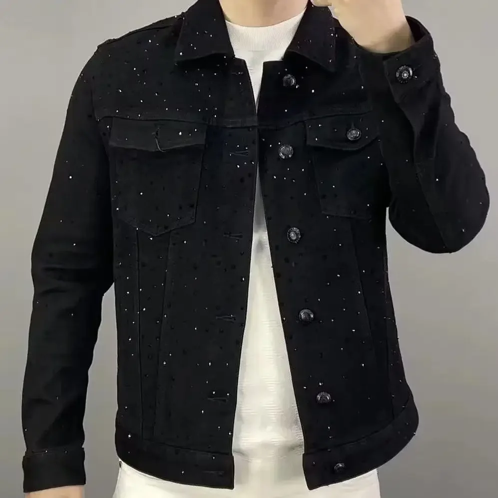 กางเกงยีนส์สําหรับชายปุ่ม Casu - Patchwork Jean Jacket บทวิจารณ์และราคา