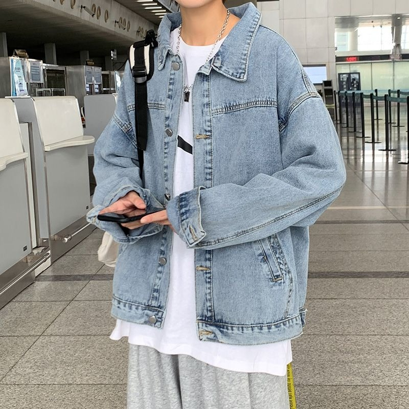 เสื้อแจ็คเก็ตยีนส์ผู้ชาย ฤดูหน - Patchwork Jean Jacket บทวิจารณ์และราคา