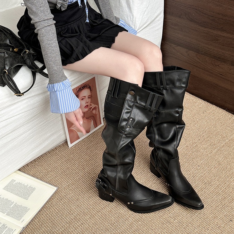 รองเท้าสตรีวินเทจผู้หญิงเข่าสู - Vintage Fashion Aesthetic บทวิจารณ์และราคา