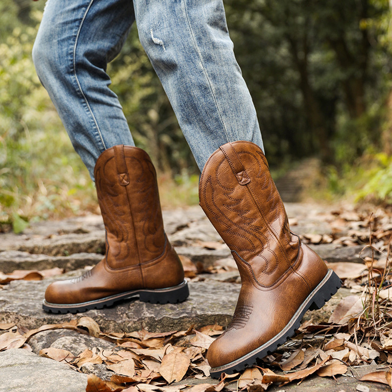รองเท้าบูทผู้ชาย งานปักมือสุดค - Vintage Fashion Boots บทวิจารณ์และราคา