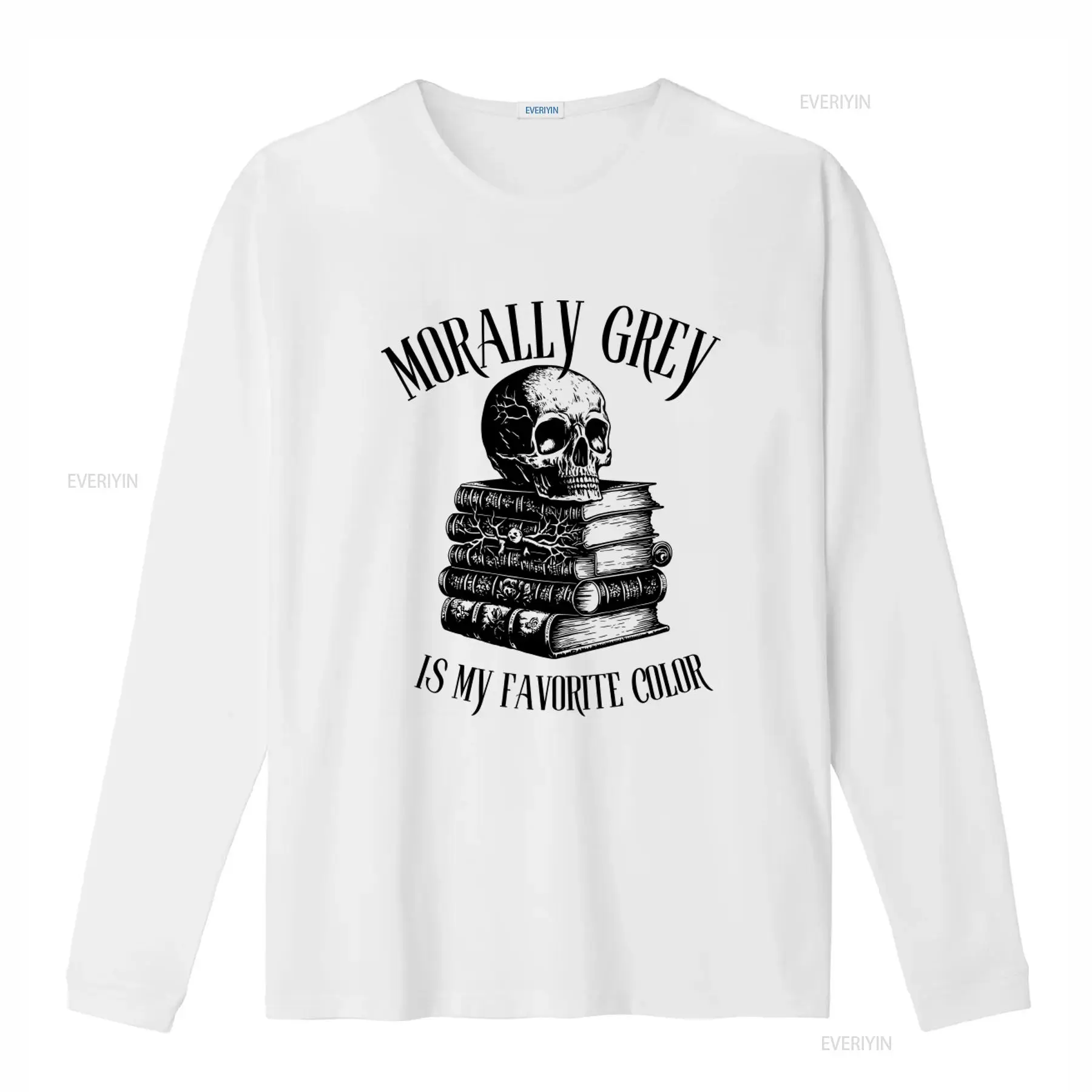 เสื้อยืดลายกะโหลกสีเทา 