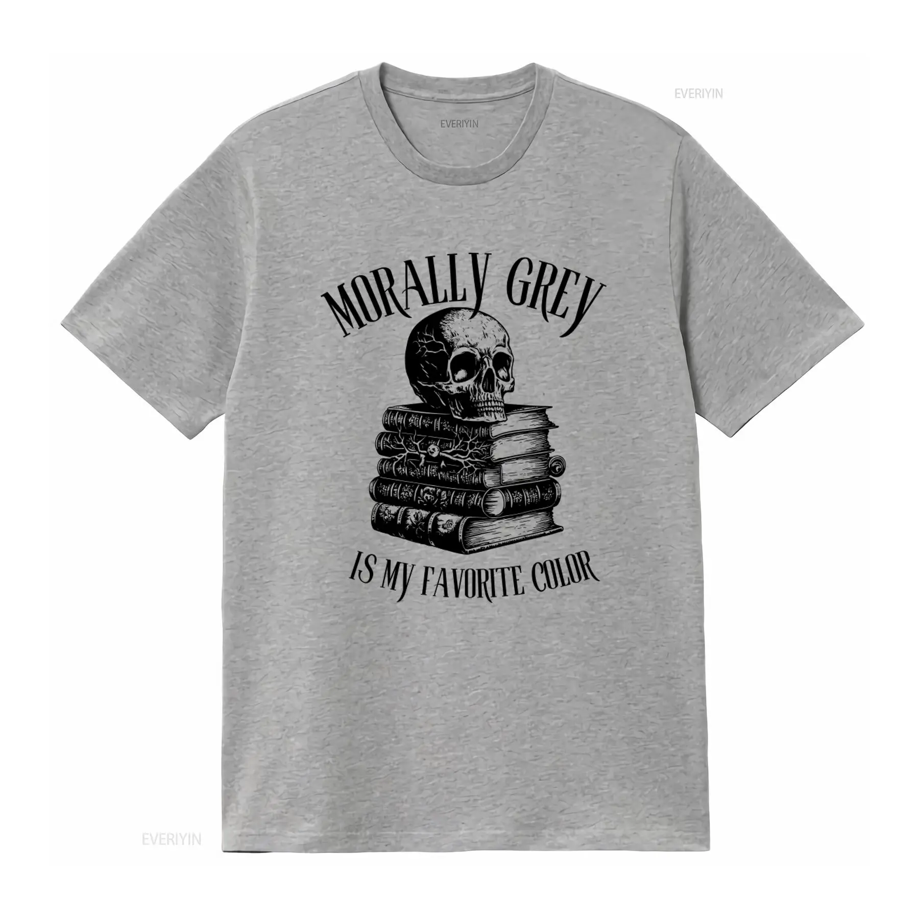 เสื้อยืดลายกะโหลกสีเทา 
