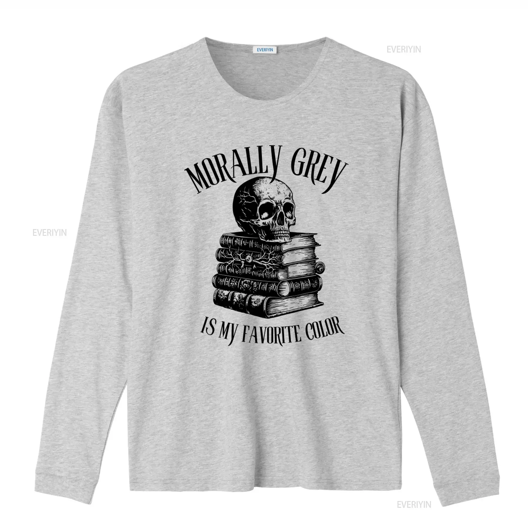 เสื้อยืดลายกะโหลกสีเทา 