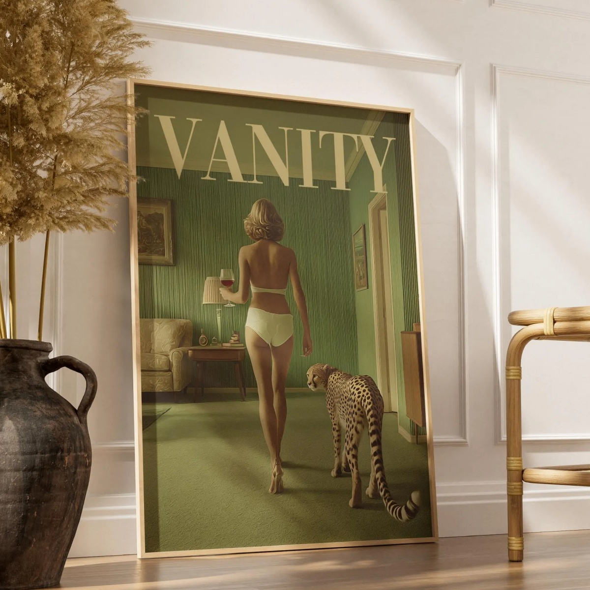 โปสเตอร์ภาพพิมพ์ลายเสือชีตาห์บ - Vintage Vogue Fashion Poster บทวิจารณ์และราคา