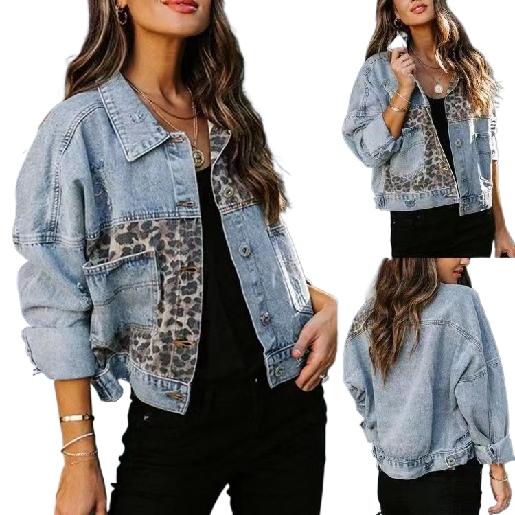 เสื้อแจ็คเก็ตยีนส์สตรีทแวร์ผู้ - Patchwork Jean Jacket บทวิจารณ์และราคา