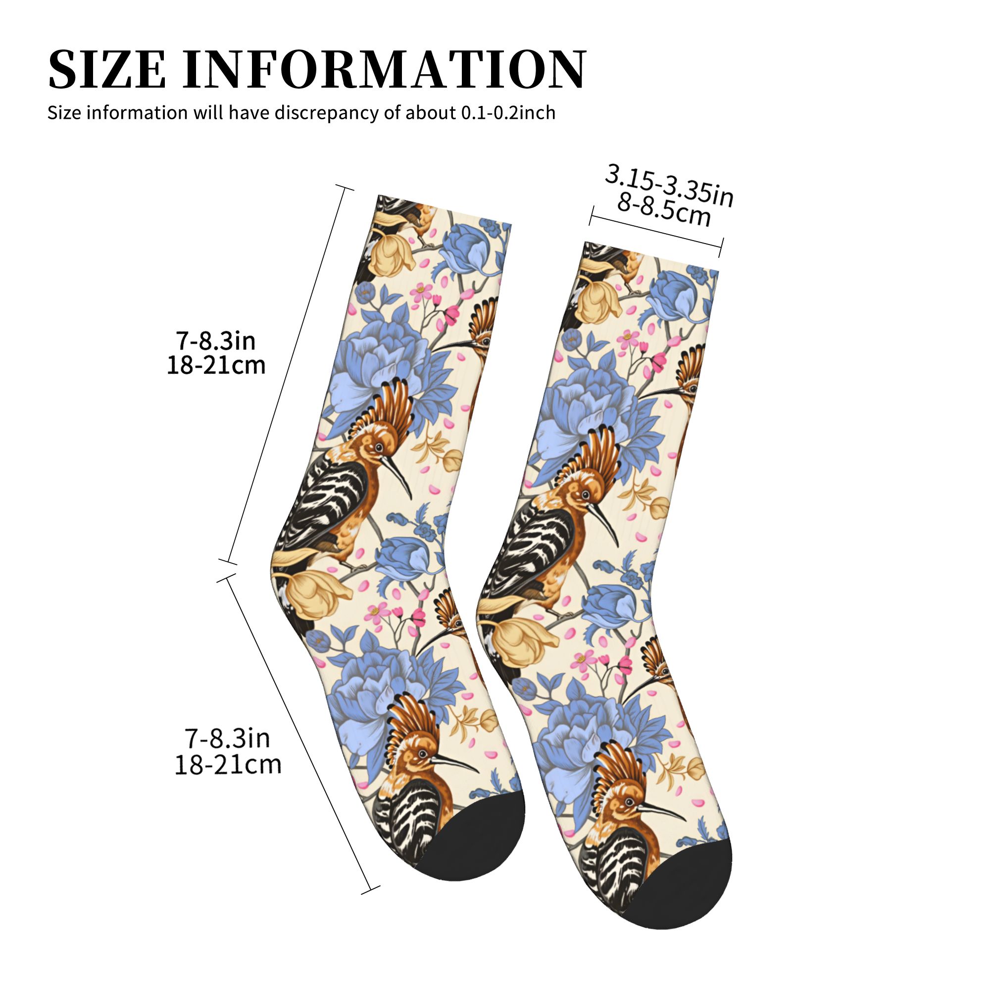 Hoopoe Bird Blue Peony ถุงเท้า - Vintage Fashion Dress บทวิจารณ์และราคา