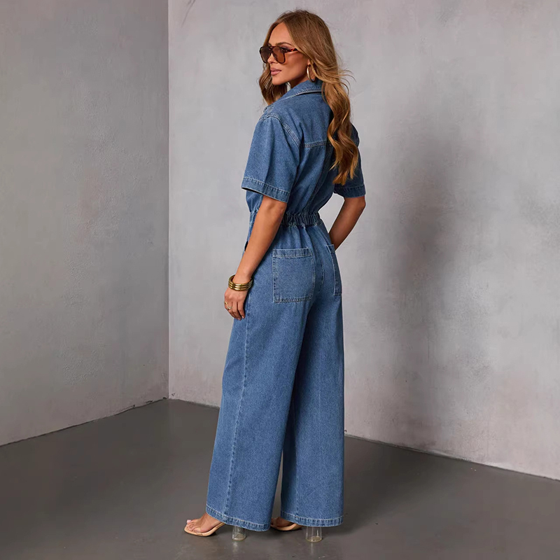 แฟชั่นย้อนยุค จั๊มสูทแขนสั้นผ้ - Vintage Fashion Jeans บทวิจารณ์และราคา